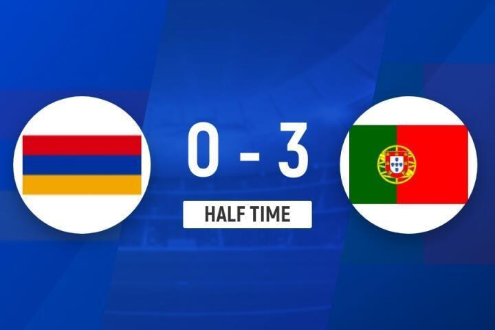 半场-葡萄牙暂3-0亚美尼亚 C罗生涯941球坎塞洛传射菲利克斯破门